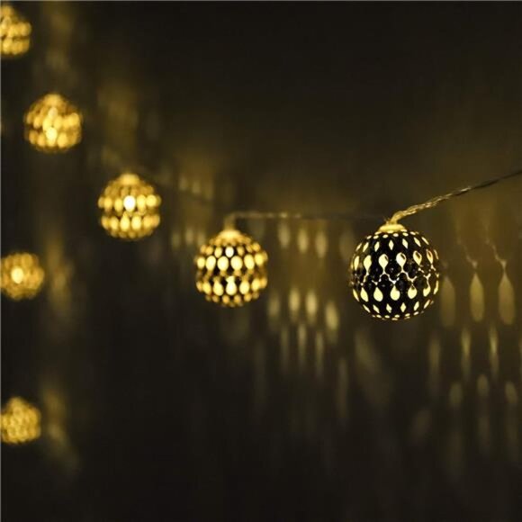 Moroccan String Lights Battery Powered 20 Silver LED Globe Lights - Picture 5 of 8